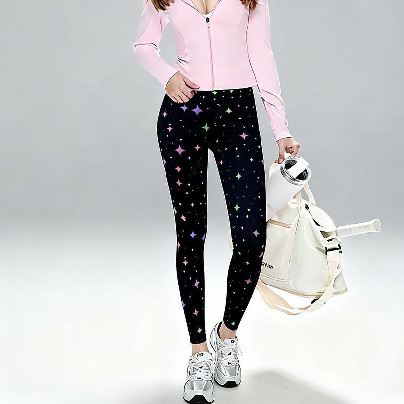 

Colorful Star Fashion Yoga Pants with Breathable Print, Ideal for Weightlifting, Pilates, and Training Small