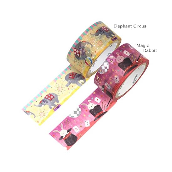 Kamiiso Sansho Masking Tape SAIEN Original 2-Pattern Set (Elephant Circus & Magic Rabbit X 1 Each) M