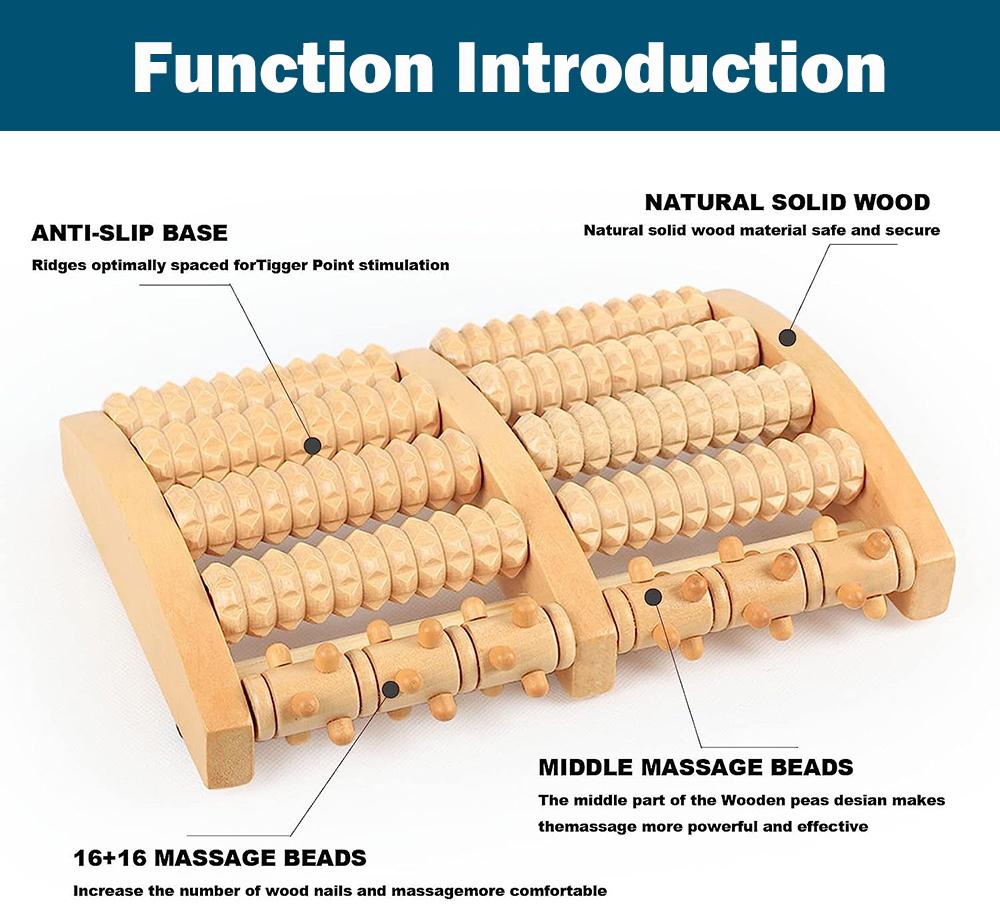 Wooden Foot Massage Roller Plantar Stimulator Acupoint Press to Relieve Pain of Plantar Fasciitis Foot Muscle Relaxation Tool
