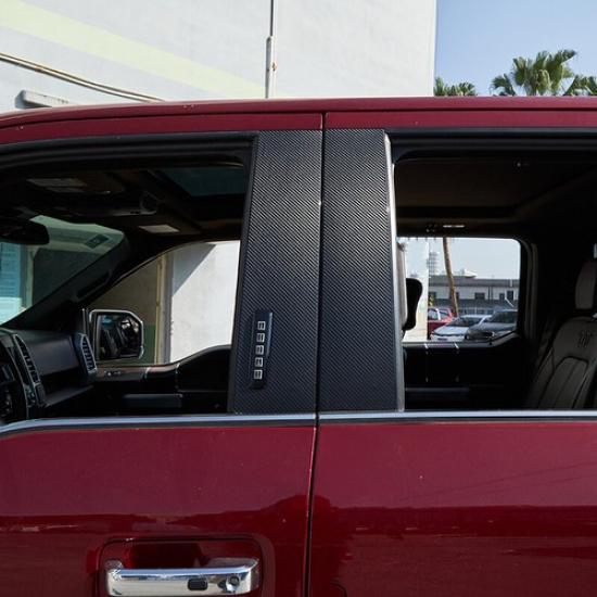 Carbon Fiber Door Window Pillar Post Center Cover Decoration for Ford F150 2015+