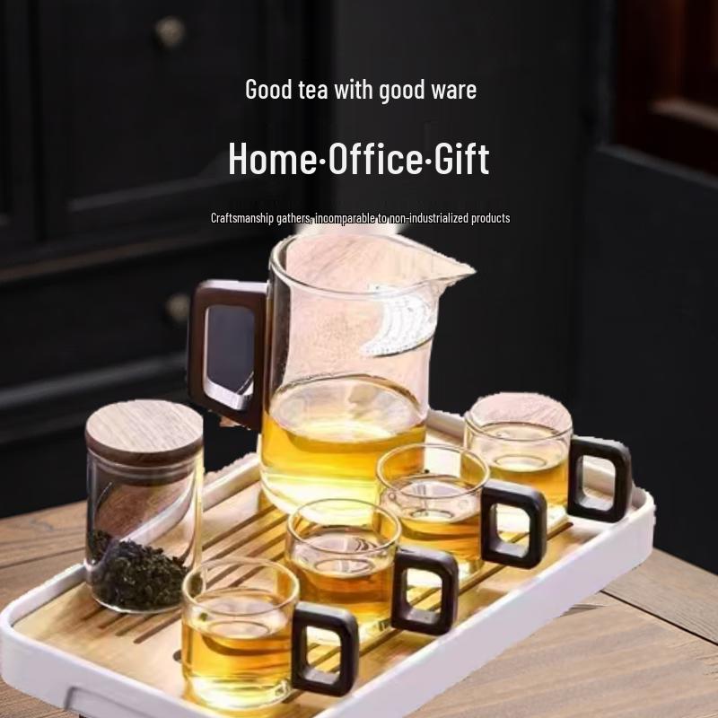 Yuzun Borosilicate Glass Travel Tea Set 6-piece Set