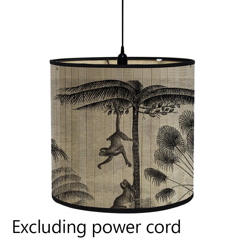 Kwiatowy Ptak Nadruk Klosz Lampy Składany Retro Bambusowy Klosz Lampy Ręcznie Robione Zielone Rośliny Klosze Lampy