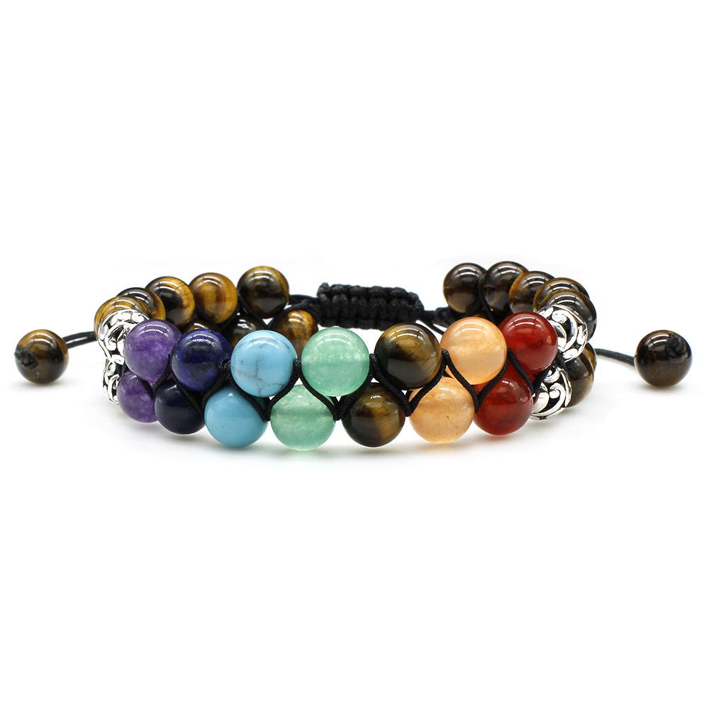 Double Layer Tiger Eye  Amazonite Beaded Bracelet