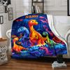 Colorful Dinosaurs Gathering Home Customize Your Name Blankets Soft Comfortable Lightweight Versatile Blanket For All Seasons Perfect For Picnics Sofa
