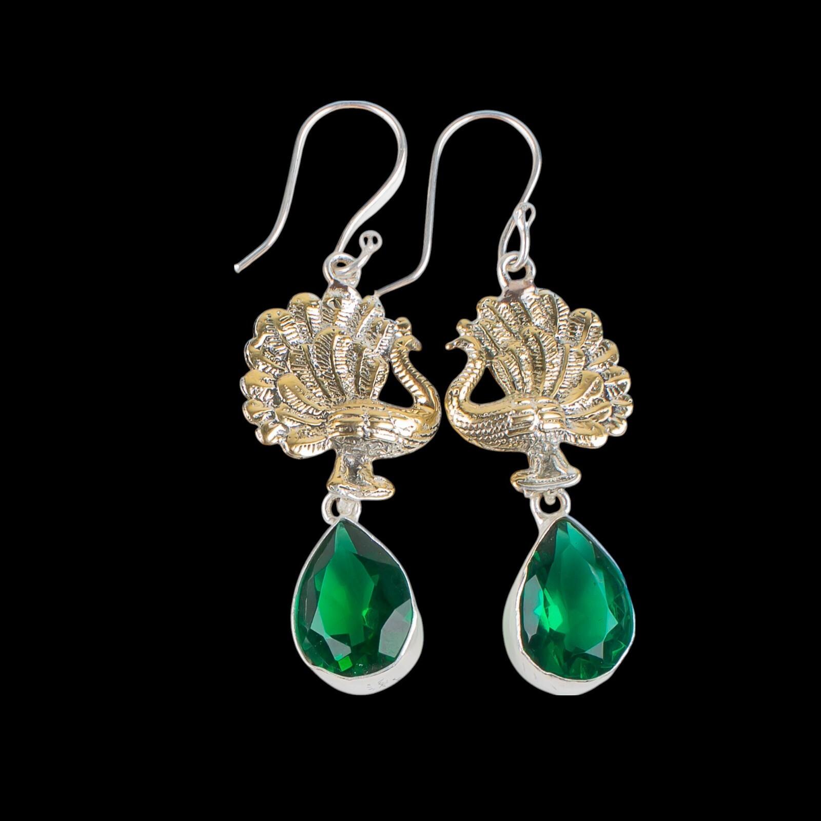 

Chrome Diopside Gemstone 925 Sterling Silver Jewelry Handcrafted Earrings 2.20 EE-44-3