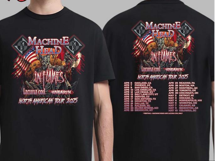 Machine Head North American Tour 2025 Tour Dates List Two Sides Unisex TShirt Unisex T-Shirt XXL