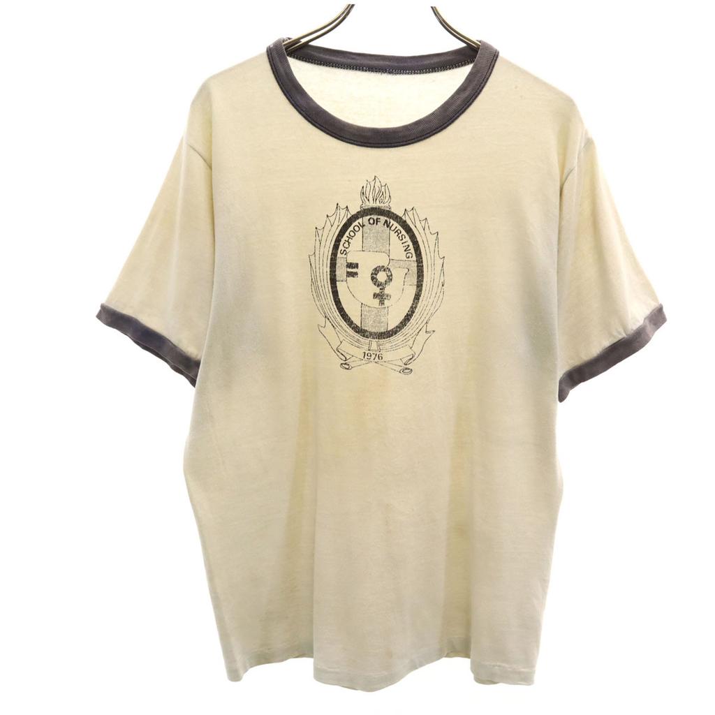 Vintage 70s Short Sleeve T-shirt Gray Nursing School Men's Used