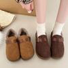 Womens Winter Slip-On Loafer Boots With Faux Fur Lining Soft Sole Warm Cotton Shoes