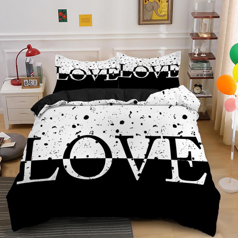 Comforter Romantic Love Heart Valentines Day Bedding Set Microfiber 3D Print King Queen For Boys Girls Teen Decor