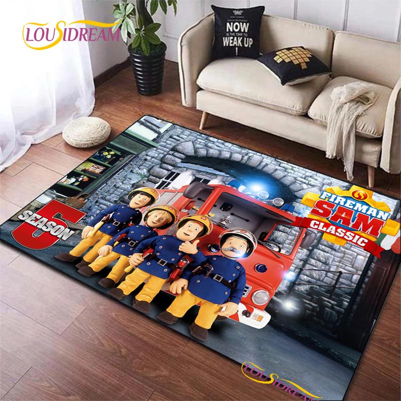 British Classic Animated Fireman Sam Carpet for Living Room Bedroom Area Rugs Kitchen Door Kids un-slip floor Mats birthday gift