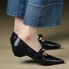 British Pointed Low-heeled Mary Jane Shoes Women's Shallow Single Shoes Women's Flat-heeled Small Leather Shoes Women