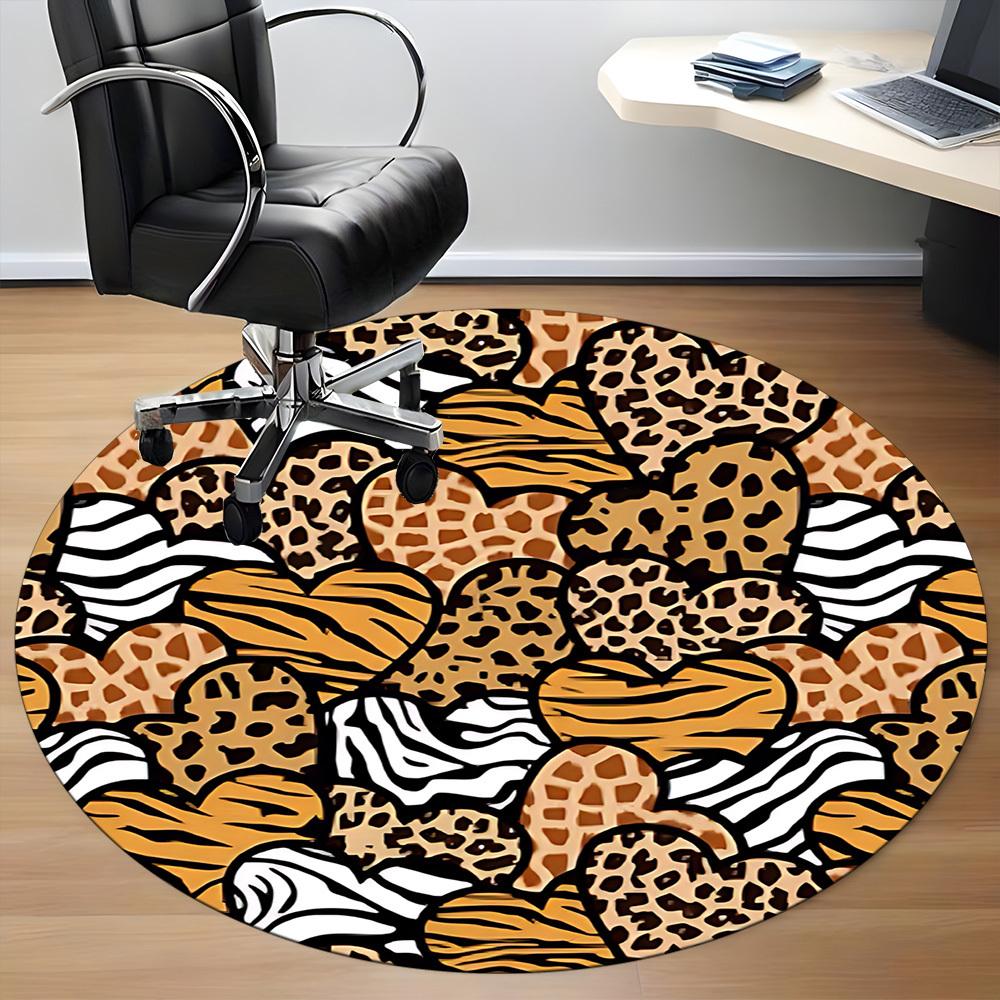 1pc Animal Prints Office Round Rug, Carpet for Office, Gaming, Lightweight Round Floor Mat yy260205005