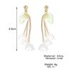 Korean-Style Petal Water Drop Tassel Stud Earrings for Women – Hanfu Accessories, Long Slim Design