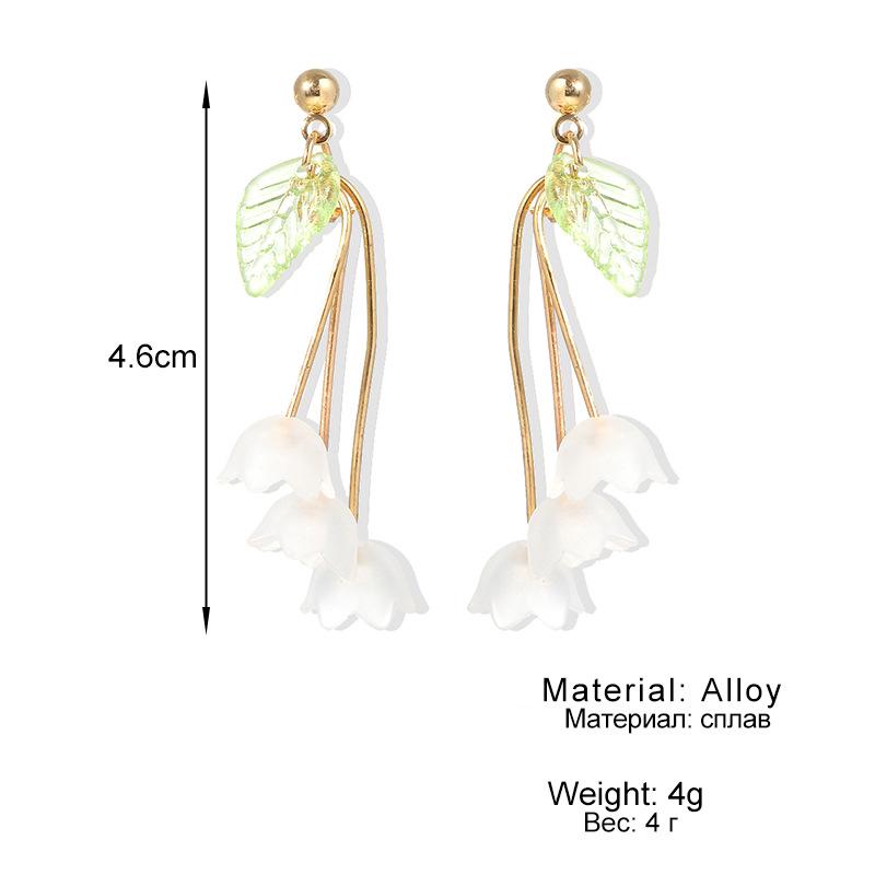 Korean-Style Petal Water Drop Tassel Stud Earrings for Women – Hanfu Accessories, Long Slim Design