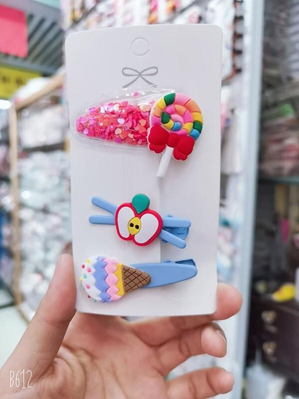 

3 Pieces Set Girls Hair Clip Beautiful Cartoon Princess Hair Pin Colorful Candies Bowknot Headwear Accessories Baby Hair Clips
