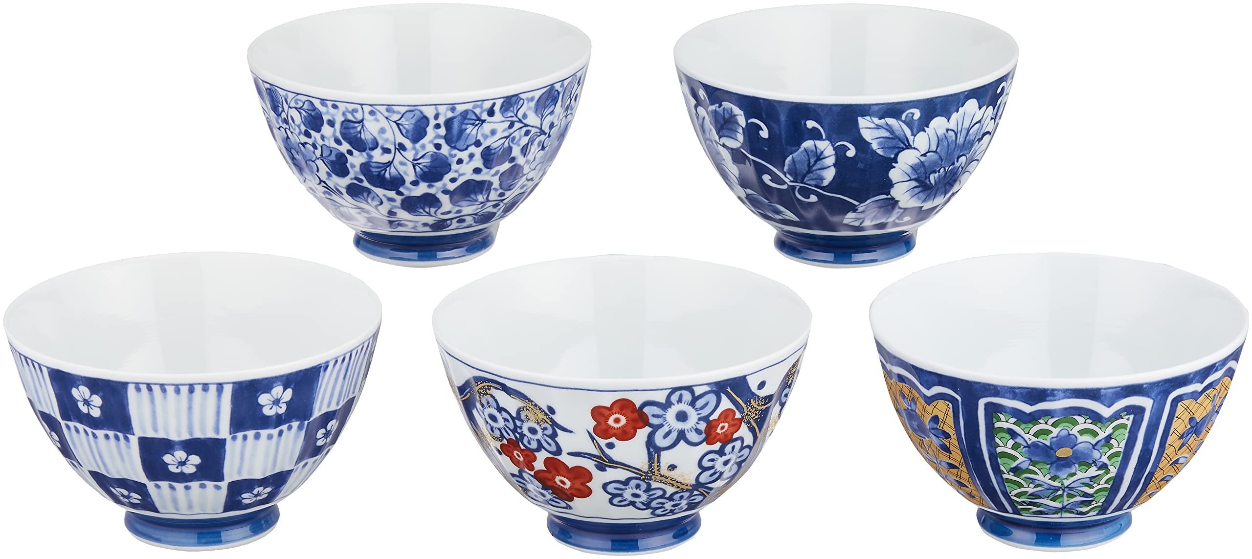 

Stylish rice Ochazuke set with dyed Nishikie motifs Japanese Rice bowl 5pcs set bowls porcelain/Size(cm) 12x7.3/No770800