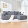 Fully Compressed L-shaped Corduroy Sofa, 2-person Seating Group + Chaise Longue Corner, Soft High-density Foam Padding, for Living Room, Gray