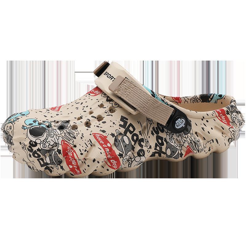 

Мужская обувь 2025 новая наступающая на дерьмо, мужские туфли-шлепанцы на платформе, один или два ботинка, износостойкие пляжные крутые шлепанцы 44 хаки