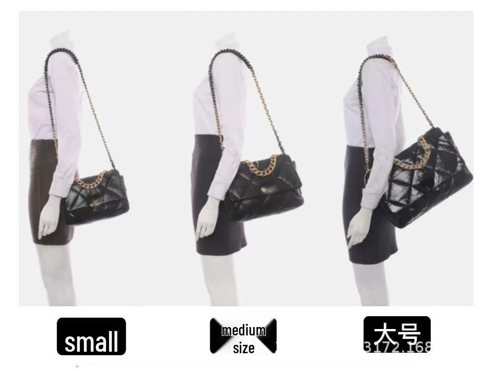 Geantă Crossbody pentru damă: Model rombic cu textură de piele de miel și curea cu lanț