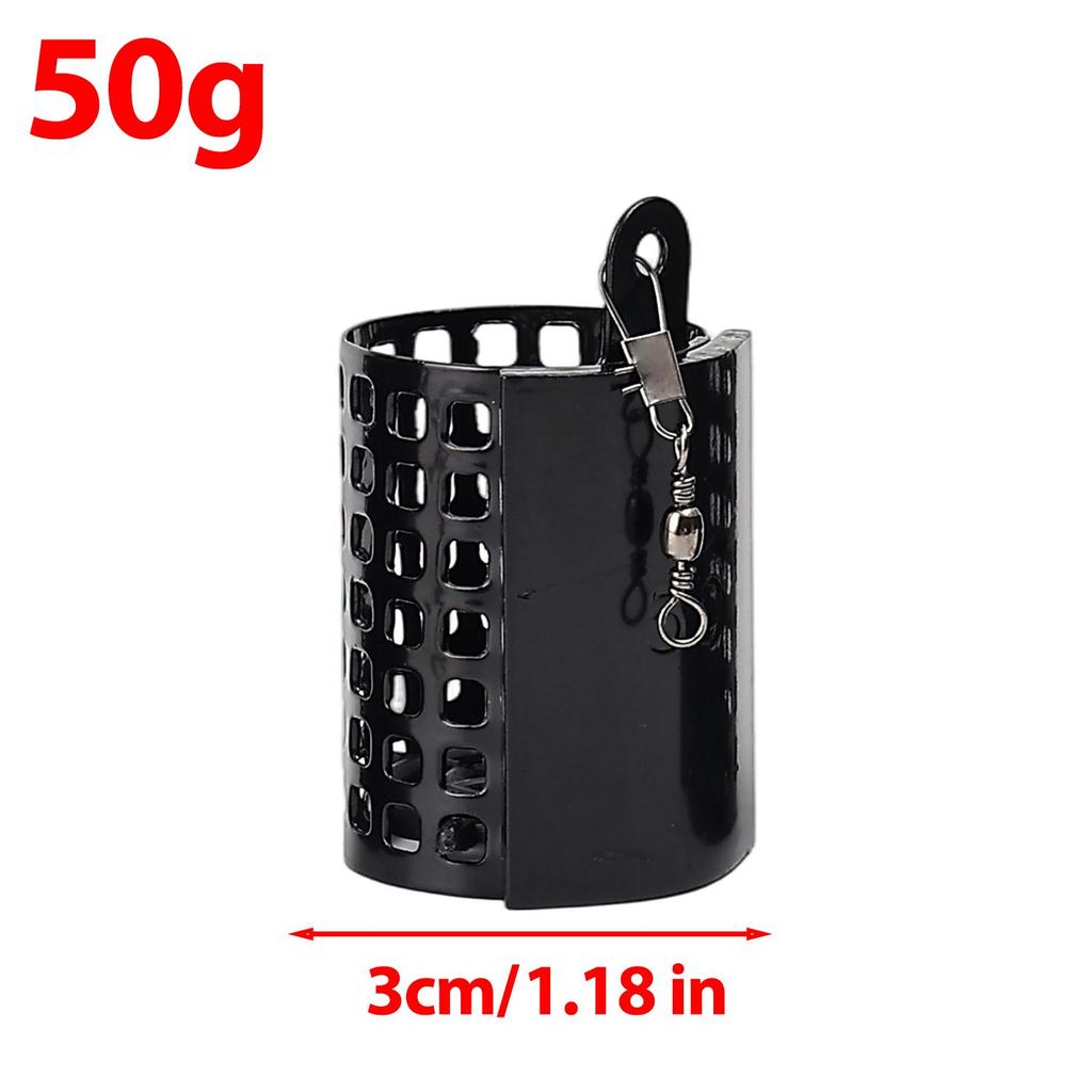 Fishing Bait Feeder Cage 10g To 60g Iron Mesh Groundbait Holder with Swivel Built in Weight for Carp Sea Raft Fishing Accessory