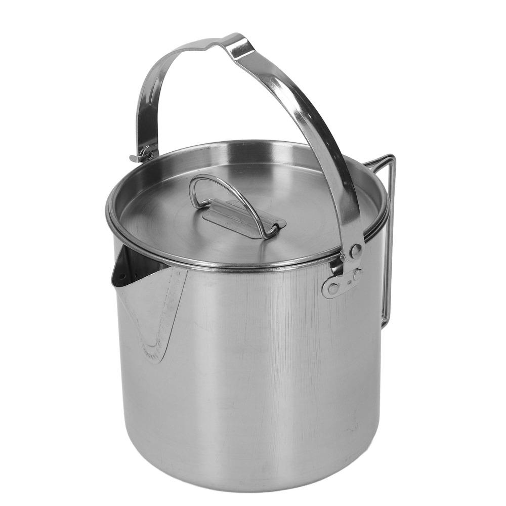1.2L/40.58oz Camping Kettle With Foldable Handle Outdoor Cookware Durable Portable Teapot  Hiking