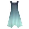 Lässiges, modisches Damen-Midikleid mit Rundhalsausschnitt, ärmellosem Aufdruck und unregelmäßigem Saum