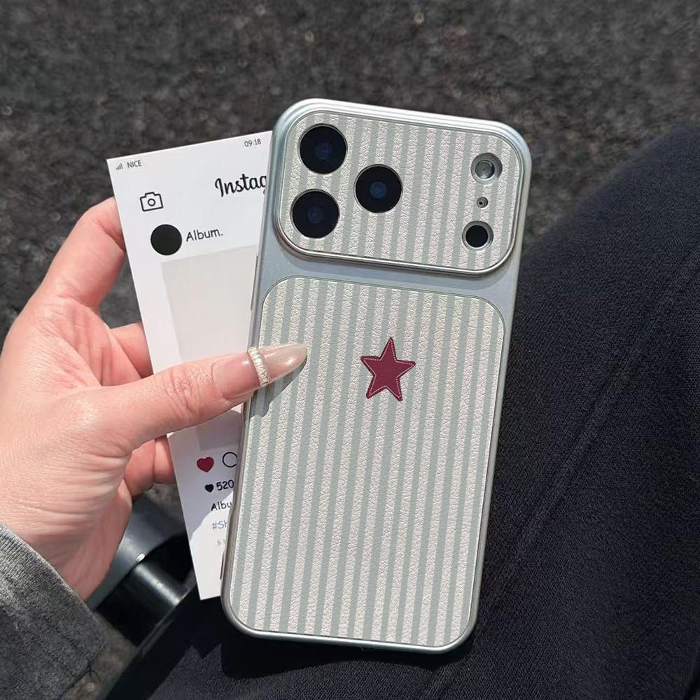 Simple Green Stripe Couple Electroplated Glossy Phone Case for iPhone 17 16 Air 11 12 13 14 15 Pro Max 7 8 Plus Protective Cover iPhone 7