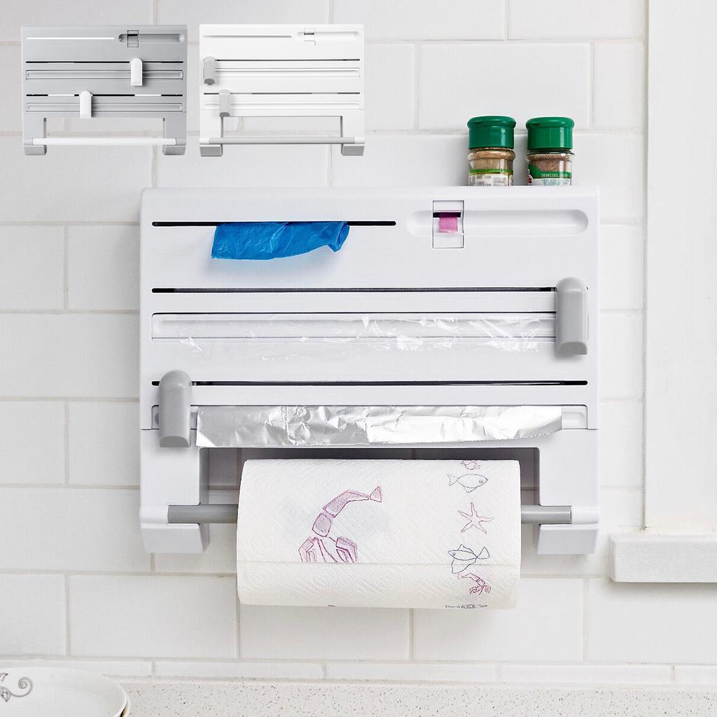 Kitchen Plastic Wrap Paper Towel Holder Towel Storage Rack Storage Rack with Cutlery Aluminum Foil Grill Paper Storage Organizer