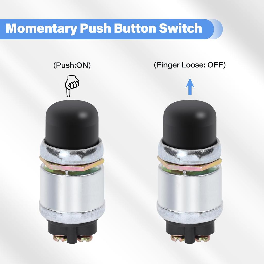 2 PCS Engine Start Push Button Momentary Start Switch, 12V 50A Waterproof Momentary Push Button Switch For Car Truck Boat RV ATV