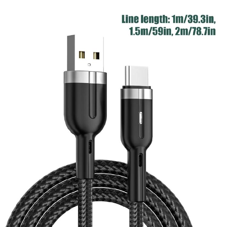 Reinforced Braided USB C Data Cable Equipped With Lighting Function And Auto Stop Charging When Full