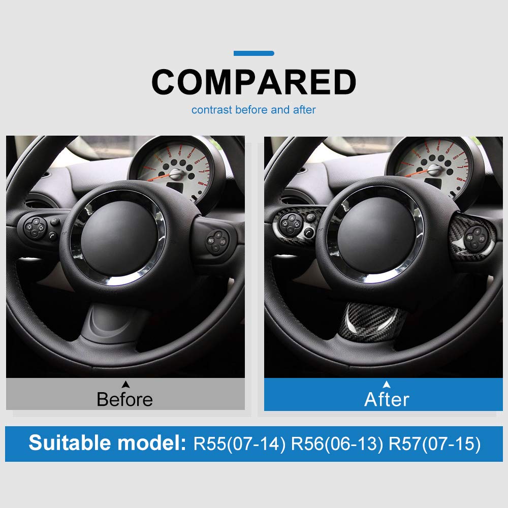 AIRSPEED Carbon Fiber Car Steering Wheel Button Sticker Mini Cooper R55 Clubman R56 R57 Accessories