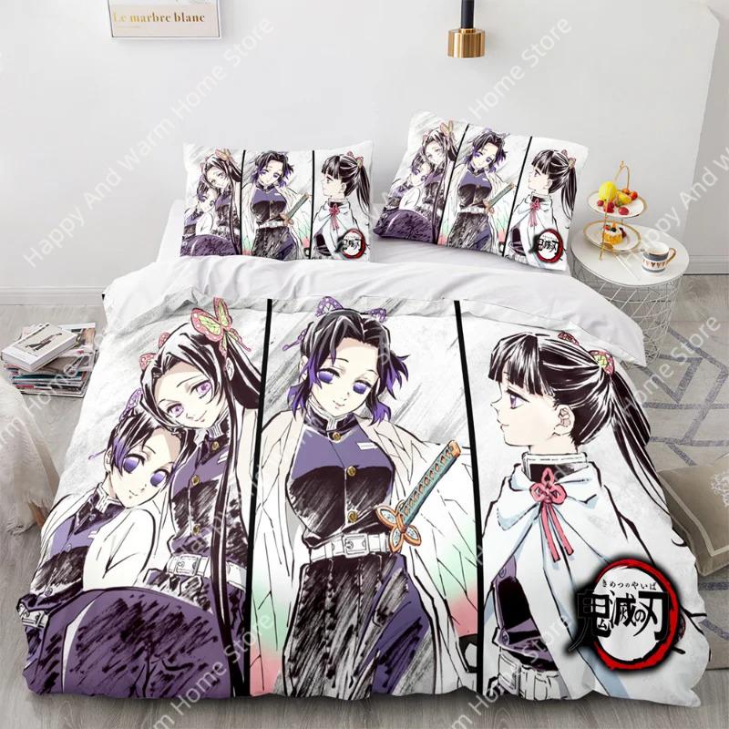 Demon Slayer 3D Beding Set Anime Soft Duvet Cover Pilowcases Single Twin Ful Quen King-Sized Dimensionsd Dimensions Home Decor Quilt Pilowcase Young
