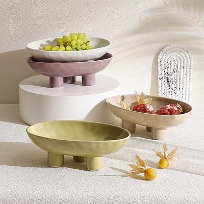 Colore Solido Creativo Ceramica Alzata per Frutta Soggiorno Tavolino da Tè Piatto per Snack Piatto per Noci Piatto per Caramelle Vassoio per Conservazione Domestica