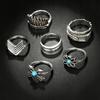 Silver Retro Punk Boho Ring Set 08