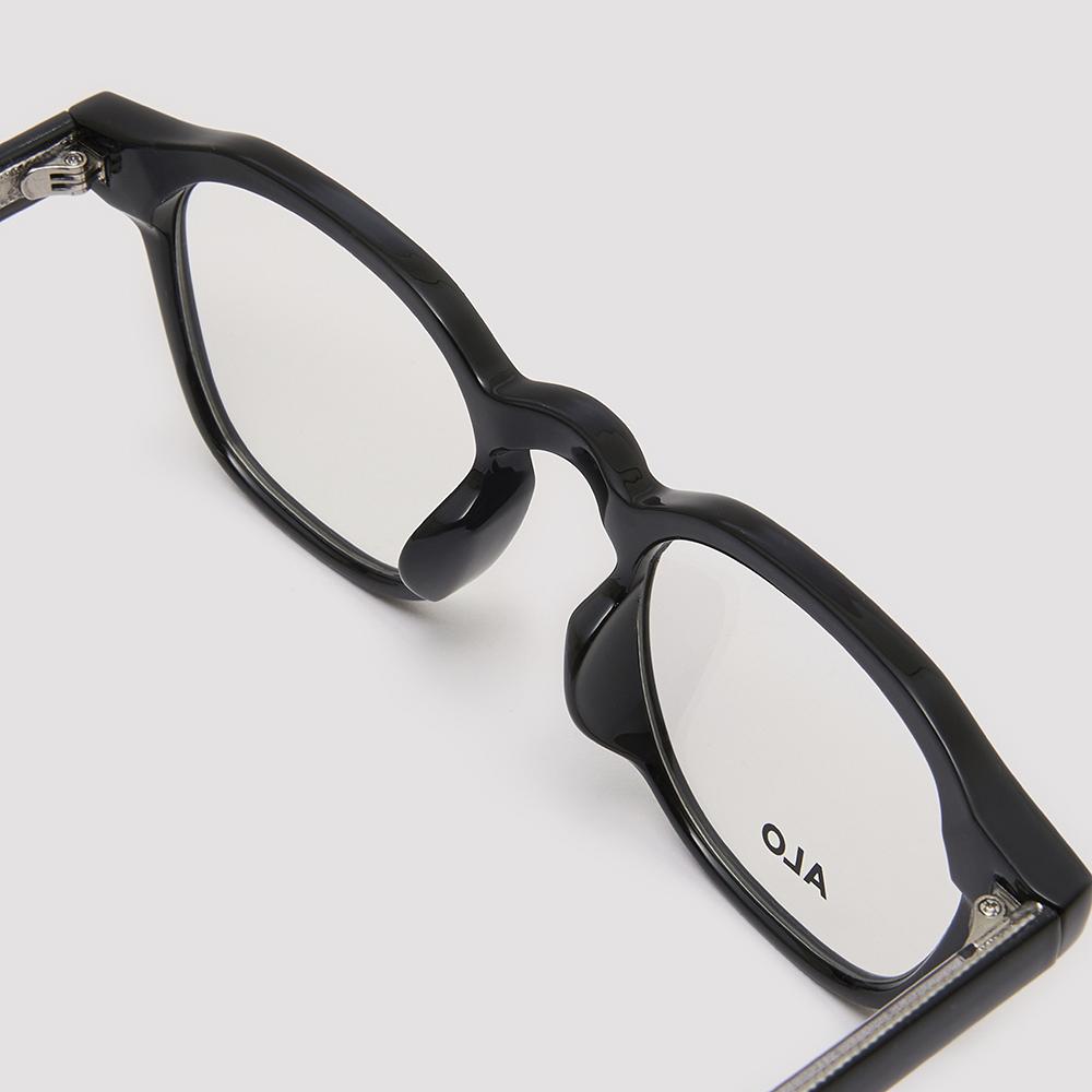 Alloaiweeo [Essential] Al5507 0909G French Square Black Eyeglass Frames Blue Light Blocking Lenses Selection