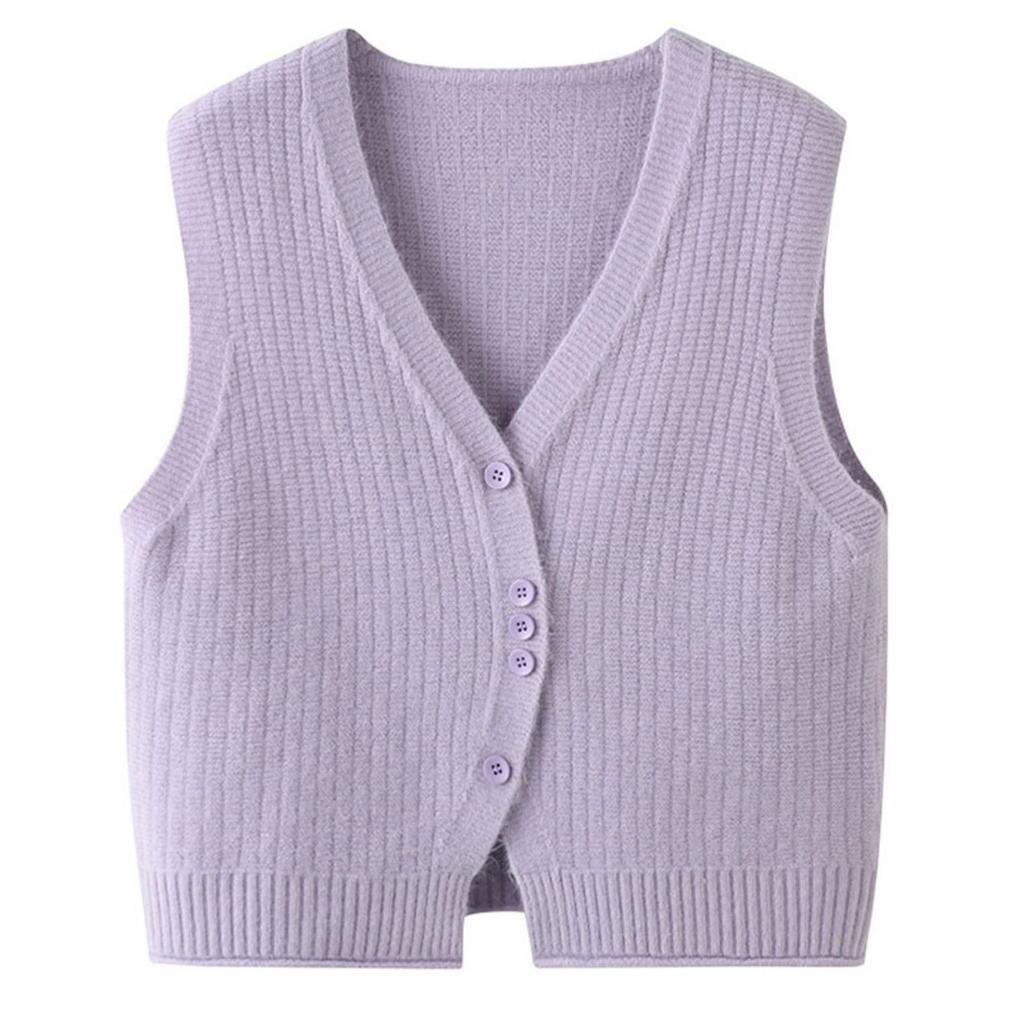 Designer Button Vest Knit V Neck Waistcoat Women Spring Cardigan Sweater Top