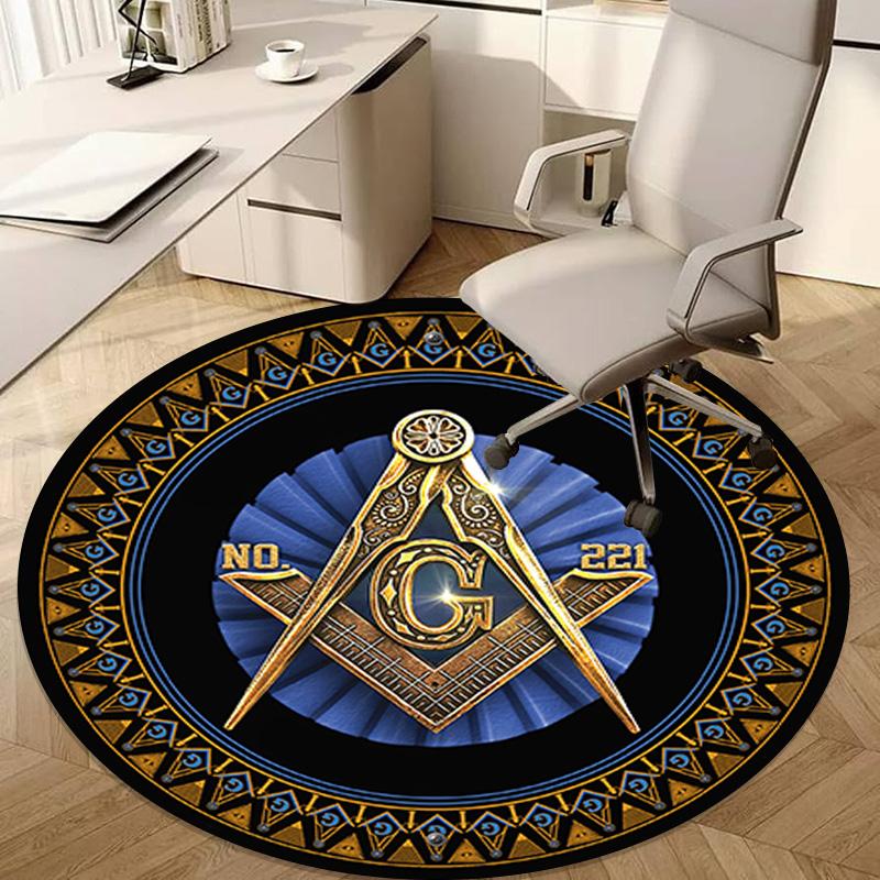 Freemasonry 3 Circular Rug - Office Decorative Carpet For Living Room Bedroom Door Mat Floor Rug Computer Chair Area Rug