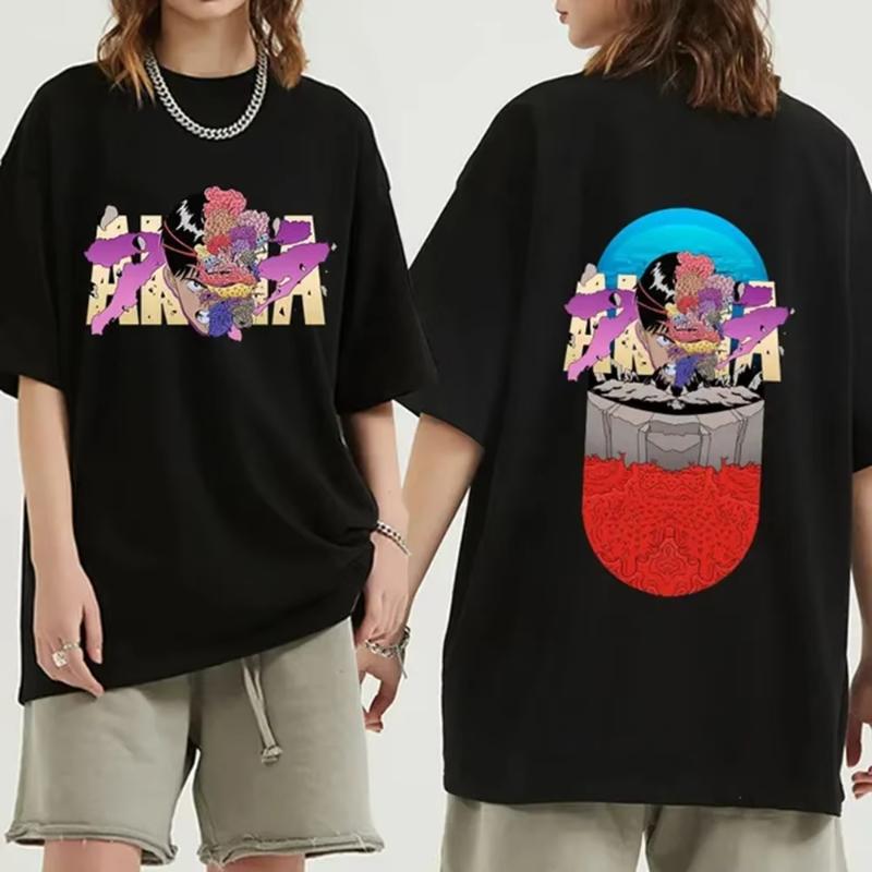 Japanese Anime New Tokyo Akira T-shirt, Movie Science Fiction Manga Masataro Kaneda Men's Short-sleeved T-shirt Cotton Top