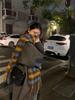 Women's Korean Mohair Plaid Scarf: Winter Thick Warm Imitation Cashmere Knitted Long Shawl