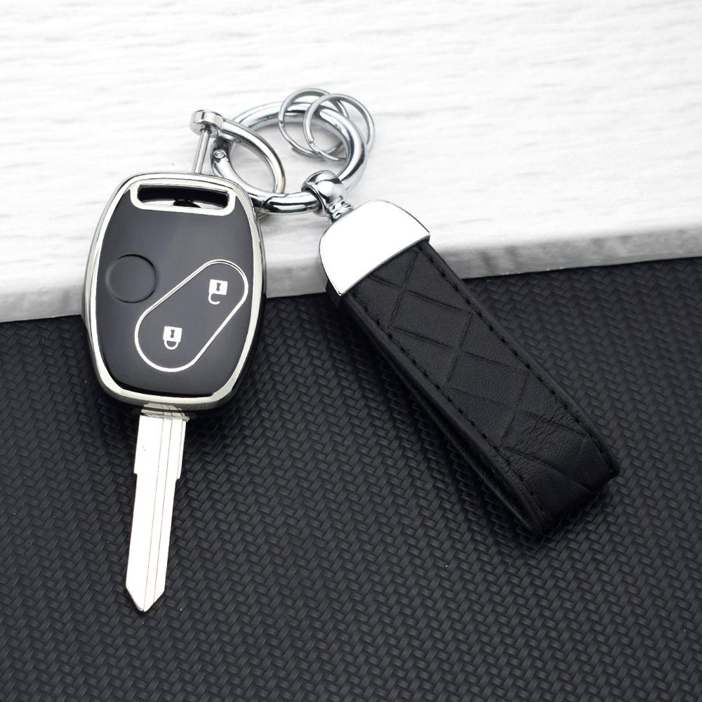 2/3/4 Button TPU Car Key Case Cover for Honda Fit CIVIC JAZZ CR-V Accord Pilot Freed StepWGN Insight Key Shell Bag Key Chain Set