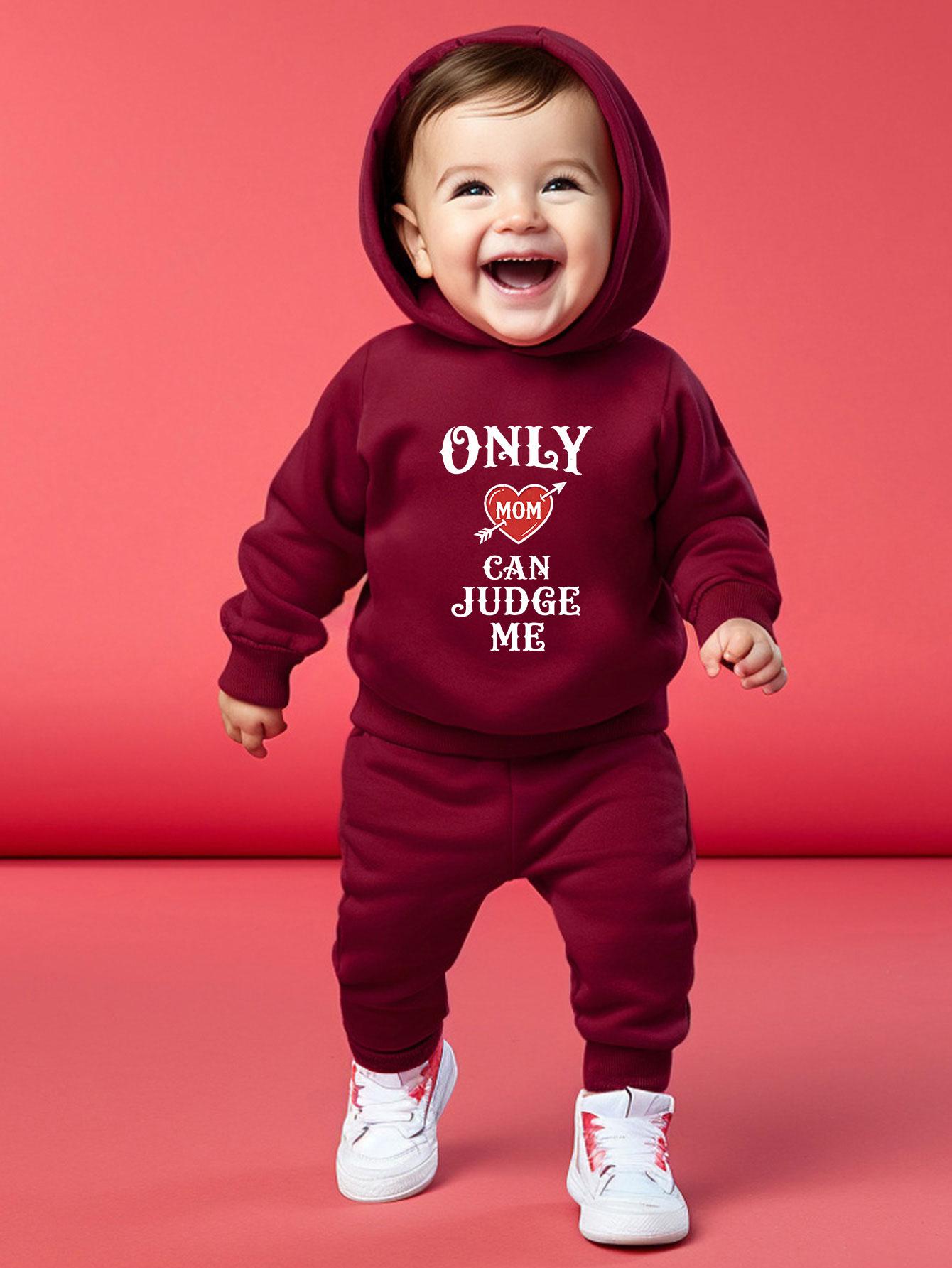 

Boys Casual Two-piece Outfit: Printed Hoodie with Fun Personalized Slogan Matches Elastic Waist Cuffed Joggers, Versatile for Daily Outdoor Wear 2-3Y