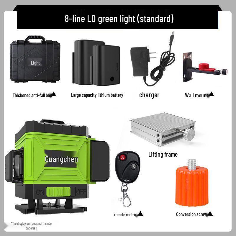 High Precision 12/16 Line Infrared Green Laser Level with Automatic Leveling for Walls and Floors