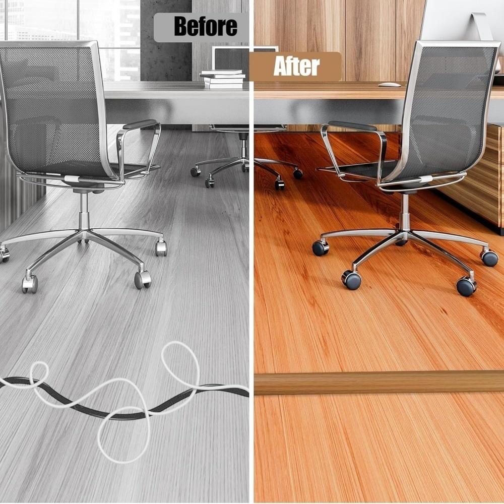 1pc 1m/2m/3meters Floor Cable Cover PVC Cord Protector Self-Adhesive Wood Grain Cable Protector Extension Electric Wire