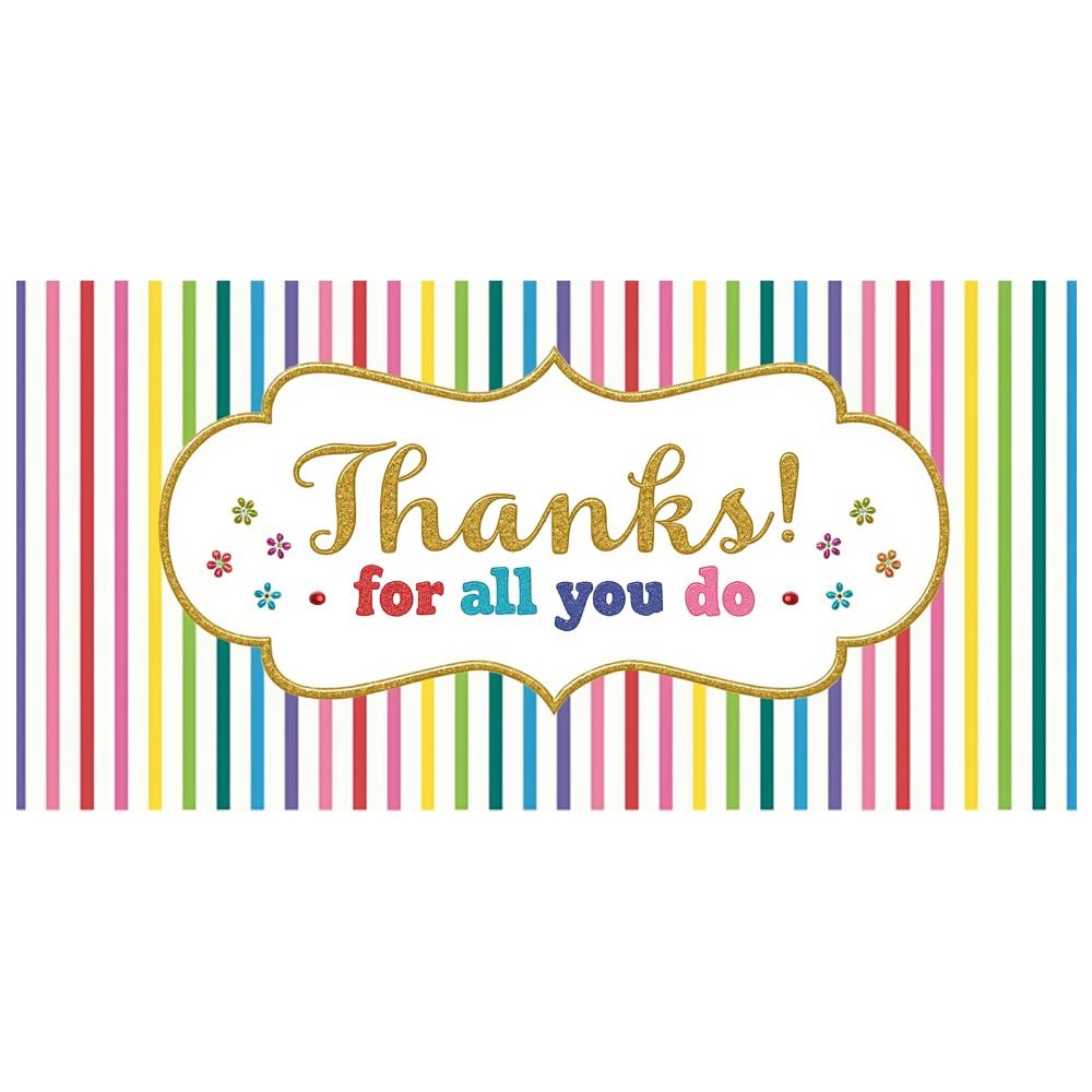 Thank You Banner Bold Font Appreciation Banner Flower Accents Thankful Banner for Employee Recognition Appreciation Party