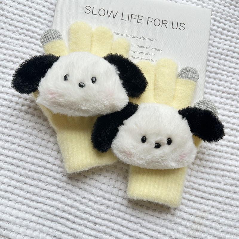Korean Autumn and Winter Children's Gloves Sanrio Cartoon Warm and Cold Proof Thickened Baby Gloves Knitted Five Finger Gloves