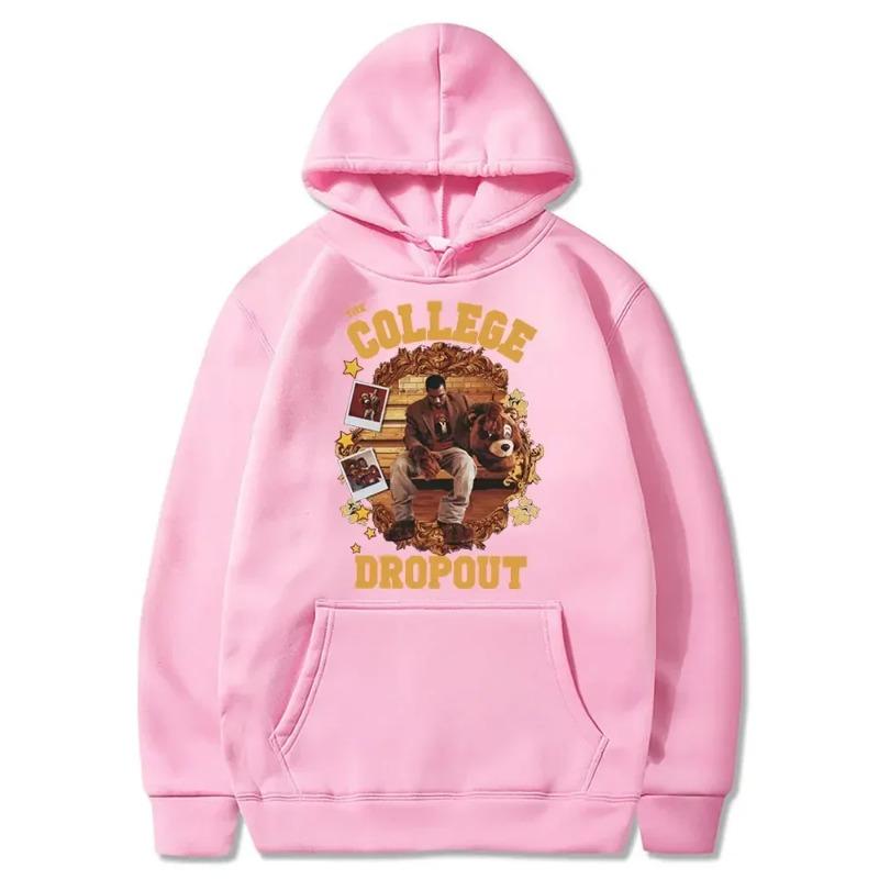 College Dropout Hoodie Kanye West Music Album Printed Sweatshirts Casual Oversized Hoodie Hip Hop Streetwear Men Clothing