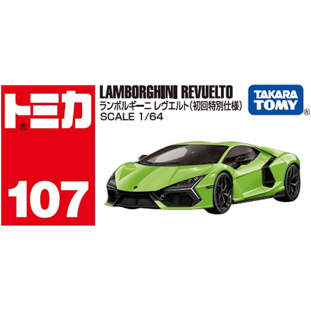 Takara Tomy Tomica No.107 Lamborghini Revuelto Diecast Toy Car for Ages 3 and Up