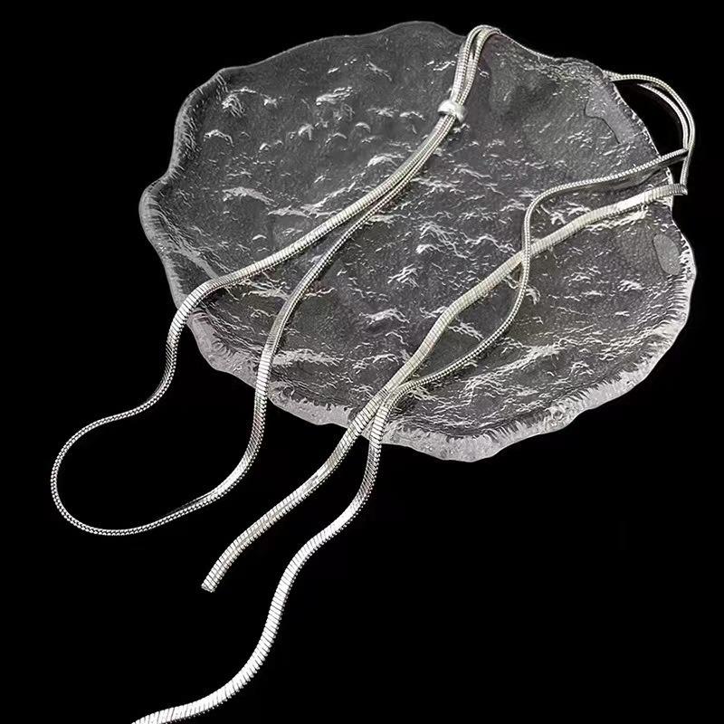 Temperament advanced cold wind one wear flat snake chain sweater chain women's simple versatile pull necklace women tide