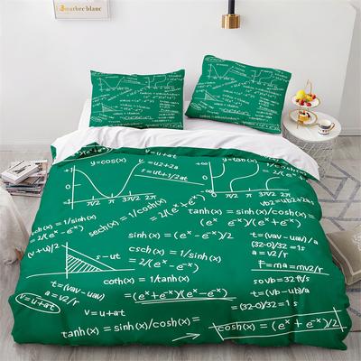 Moderní sada povlečení na přikrývku School Genius Chytrý student Matematika Geometrie Věda Číslo Vzorec Obrázek Dekorativní Polyesterová ložní sada