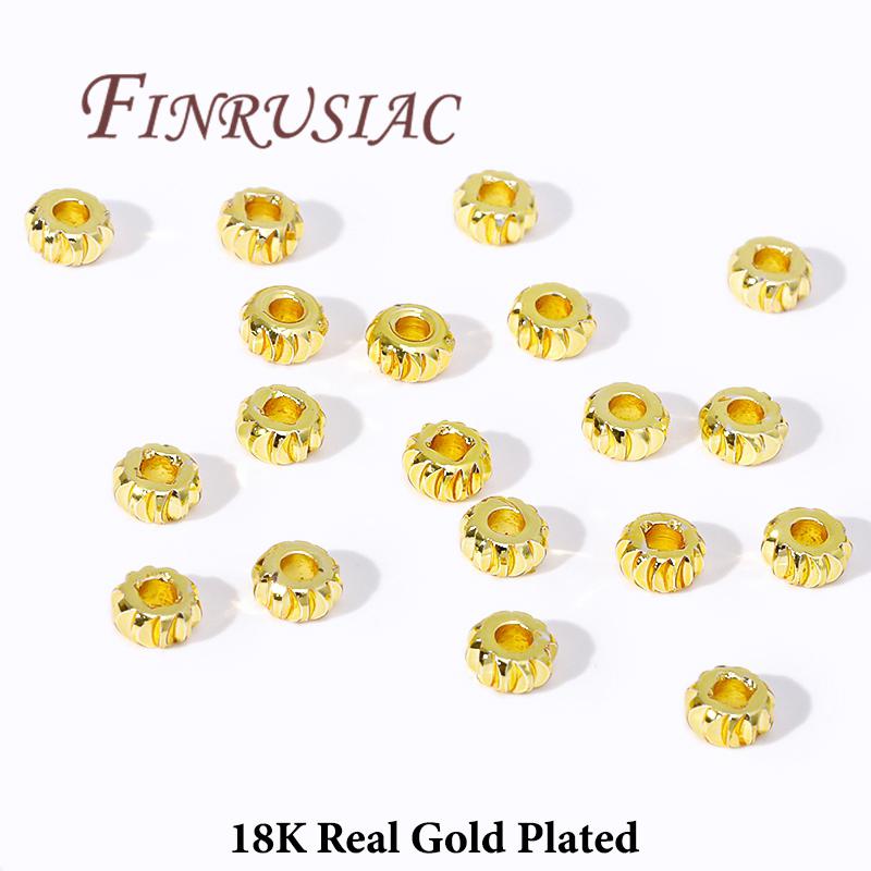3mm 4mm Korálky Rozdělující 18K Zlatem Pokovené Volné Korálky Oddělovač Pro Korálky, Potřeby Pro Výrobu Šperků DIY, Doplňky Pro Náramky
